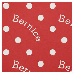 Personalized Name Ruby Red Polka Dot Fabric