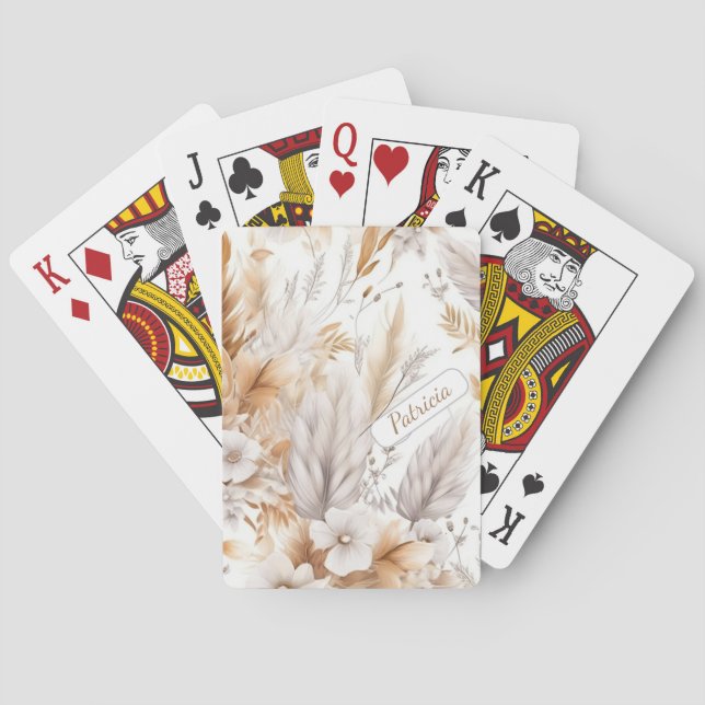 Personalized Name Rustic Chic Bohemian Wildflowers Playing Cards (Back)