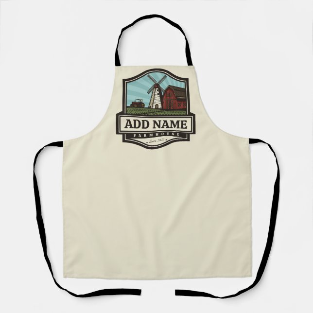 Personalized NAME Rustic Farmhouse Old Windmill Apron (Front)