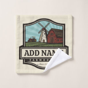 Personalized NAME Rustic Farmhouse Old Windmill Bath Towel Set