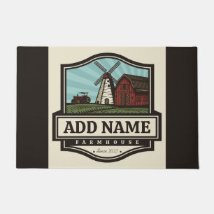 Personalized NAME Rustic Farmhouse Old Windmill Doormat