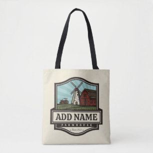 Personalized NAME Rustic Farmhouse Old Windmill Tote Bag