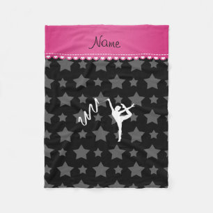 Personalized name rythmic gymnast black stars fleece blanket