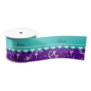 Personalized name rythmic gymnast purple glitter satin ribbon