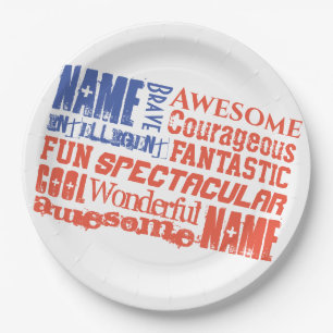 Personalized Name(s) and Words USA flag Paper Plate