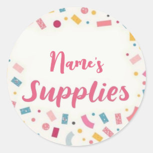 Personalized “[Name]’s Supplies”  Classic Round Sticker