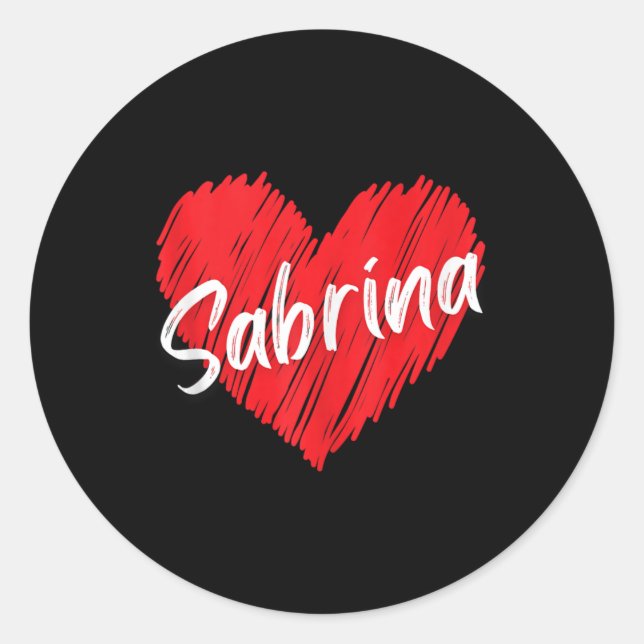 Personalized Name Sabrina I Love Sabrina Heart Vin Classic Round Sticker (Front)