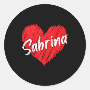 Personalized Name Sabrina I Love Sabrina Heart Vin Classic Round Sticker