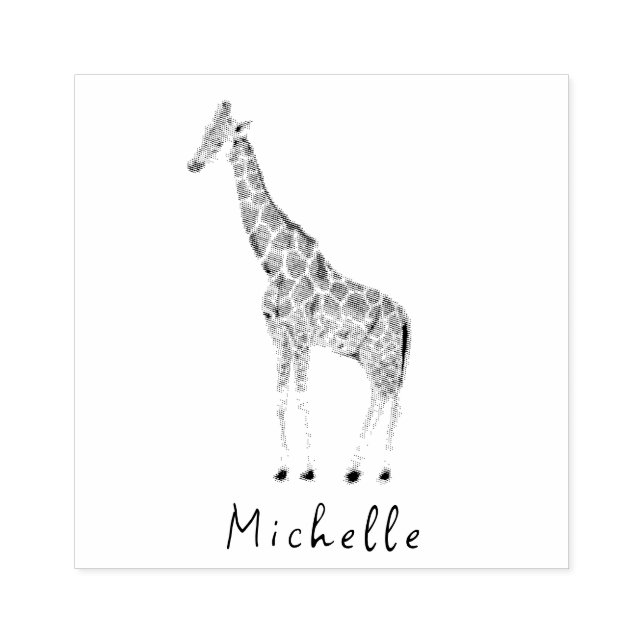 Personalized Name Safari Animal Giraffe Rubber Stamp (Imprint)