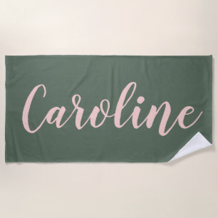 Personalized Name Sage Green Bachelorette Party Beach Towel