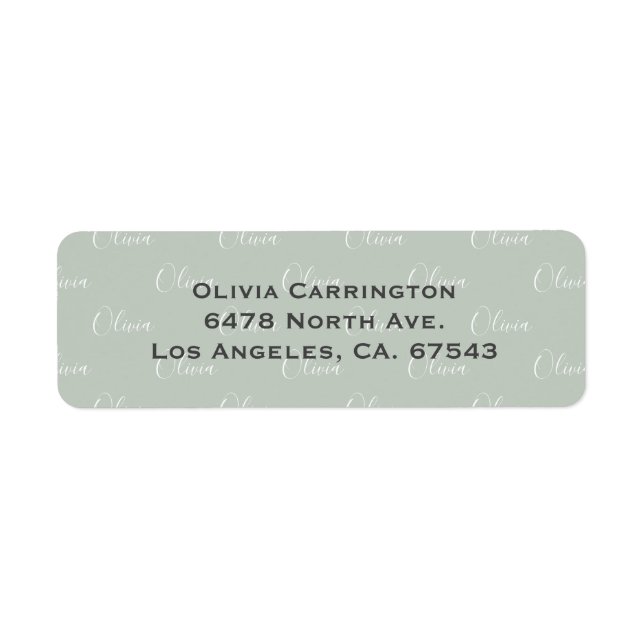 Personalized Name Sage Green Return Address (Front)