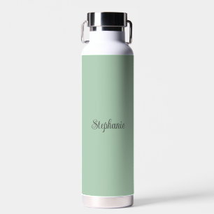 Personalized name Sage Green Script Wedding Water  Bottle