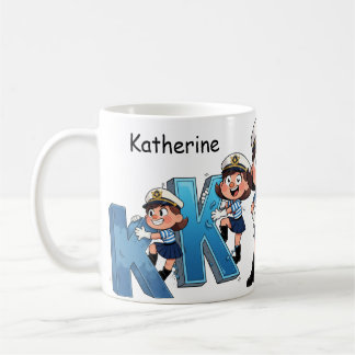 Personalized Name Sailor Cartoon Character * K * Coffee Mug