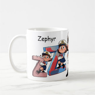 Personalized Name Sailor Cartoon Character * Z * Coffee Mug