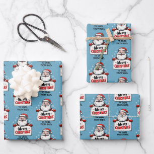 Personalized Name Santa Christmas Wrapping Paper Sheet