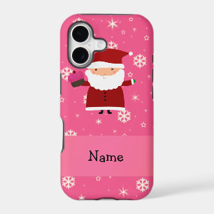 Personalized name santa cupcake pink snowflakes