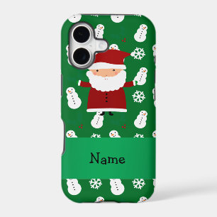 Personalized name santa green snowman