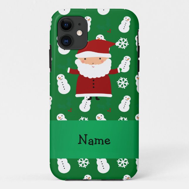 Personalized name santa green snowman Case-Mate iPhone case (Back)