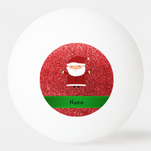 Personalized name santa red glitter ping pong ball