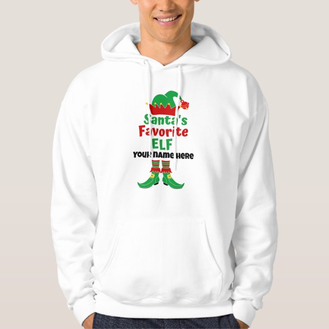 Personalized Name Santa's Favourite Elf Hoodie (Front)