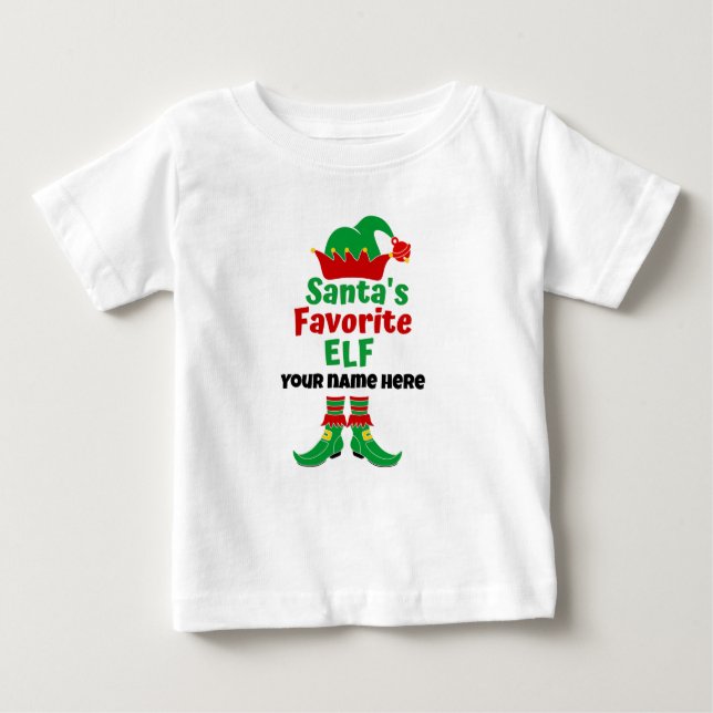 Personalized Name Santa's Favourite Elf  T-Shirt (Front)