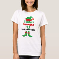 Personalized Name Santa's Favourite Elf T-Shirt