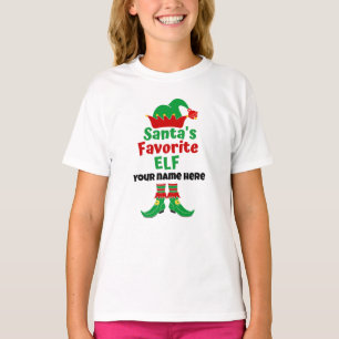 Personalized Name Santa's Favourite Elf T-Shirt