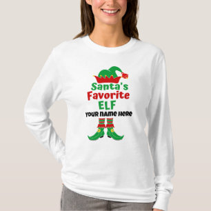 Personalized Name Santa's Favourite Elf T-Shirt