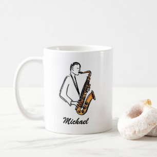 Personalized Name Saxophone Player – Music Lover Coffee Mug