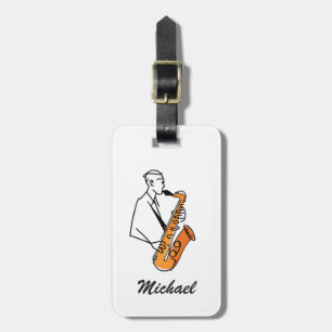 Personalized Name Saxophone Player – Music Lover Luggage Tag