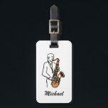 Personalized Name Saxophone Player – Music Lover Luggage Tag<br><div class="desc">Show your love for music wherever you travel with this Personalized Name Saxophone Player Luggage Tag. Perfect for saxophonists, jazz lovers, and music enthusiasts, this stylish tag features a saxophone-themed design that makes your luggage easy to recognize while adding a unique musical touch. Personalize it with your name to create...</div>