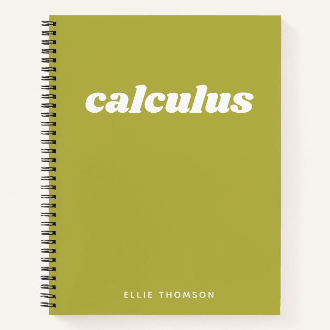 Personalized Name School Class Calculus Math Green Notebook (Front)