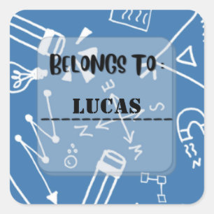 Personalized Name School Label Sticker Square