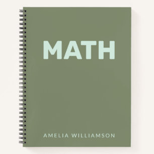 Personalized Name School Subject Green Student  Notebook