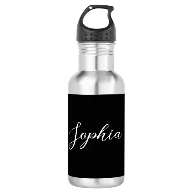 Personalized Name Script Black Wedding Water  532 Ml Water Bottle (Front)