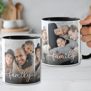 Personalized Name Script Family Photo Mug