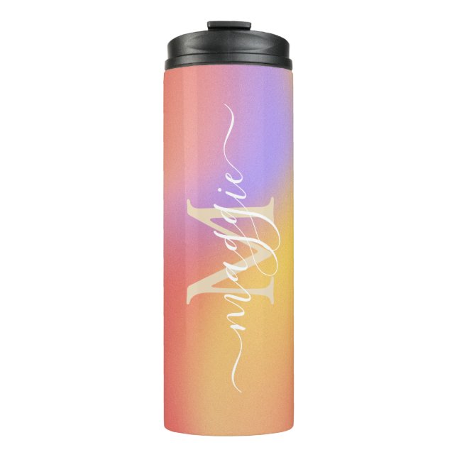 Personalized Name Script Monogram Thermal Tumbler (Front)