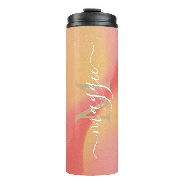 Personalized Name Script Monogram Thermal Tumbler (Front)