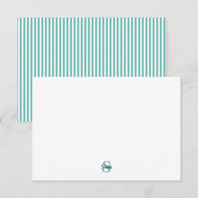 Personalized Name Script Stripe  Thank You Card (Front/Back)