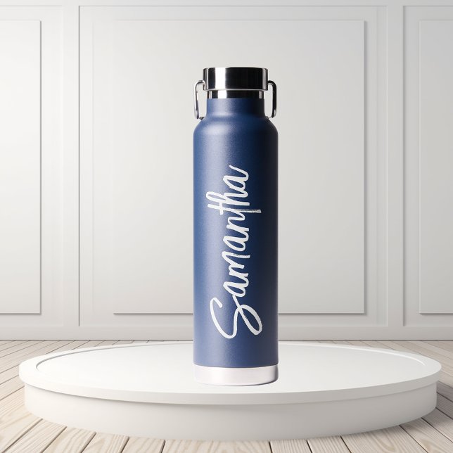 Personalized Name Script Typography Simple  Water Bottle (Creator Uploaded)