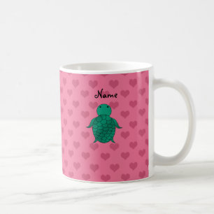 Personalized name sea turtle pink hearts coffee mug