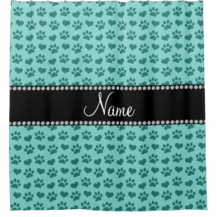 Personalized name seafoam green hearts and paws
