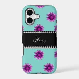 Personalized name seafoam green purple pink flower