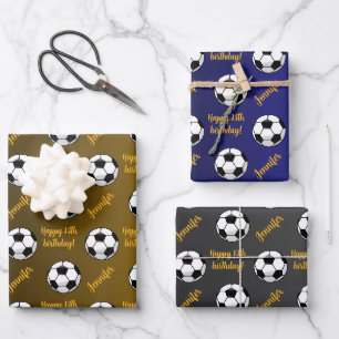 Personalized Name Sentiment Sport Soccer Birthday Wrapping Paper Sheet
