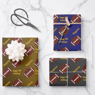 Personalized Name Sentiment Sport Theme Football Wrapping Paper Sheet
