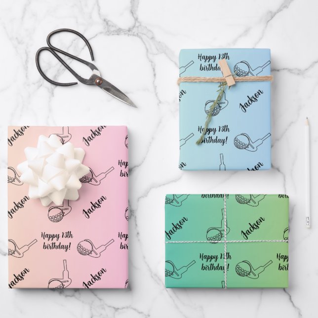 Personalized Name Sentiment Sport Theme Golf Wrapping Paper Sheet (Front)