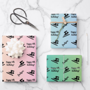 Personalized Name Sentiment Sport Theme Swimming Wrapping Paper Sheet
