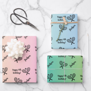 Personalized Name Sentiment Sport Theme Tennis Wrapping Paper Sheet