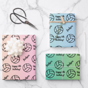Personalized Name Sentiment Sport Theme Volleyball Wrapping Paper Sheet
