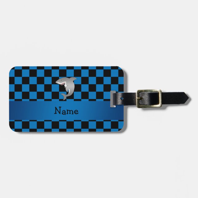 Personalized name shark luggage tag (Front Horizontal)